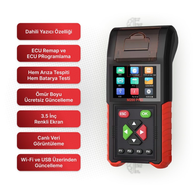 JDiag M200 PRO Motosiklet Arıza Tespit Cihazı - 25 Kablolu / Soketli FULL Versiyon