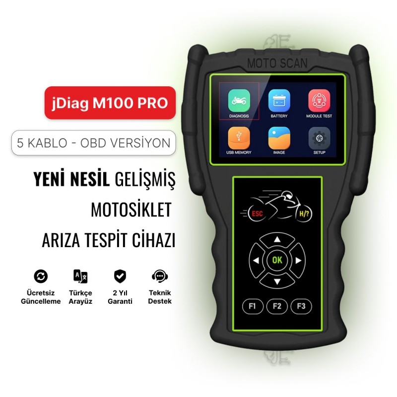 JDiag M100 PRO - Motosiklet Arıza Tespit Cihazı - 5 Kablolu OBD Versiyon