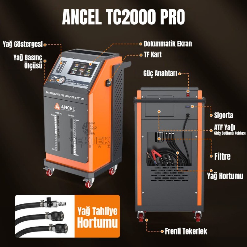 Ancel TC2000 Pro Tam Otomatik Türkçe Şanzıman Yağı Değişim Makinesi