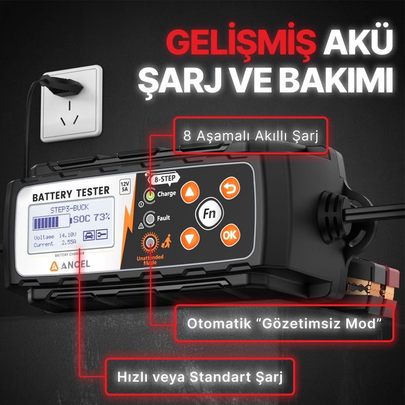 ANCEL BT521 12V Akü Şarj , Akü Test ve Akü Tamir Cihazı